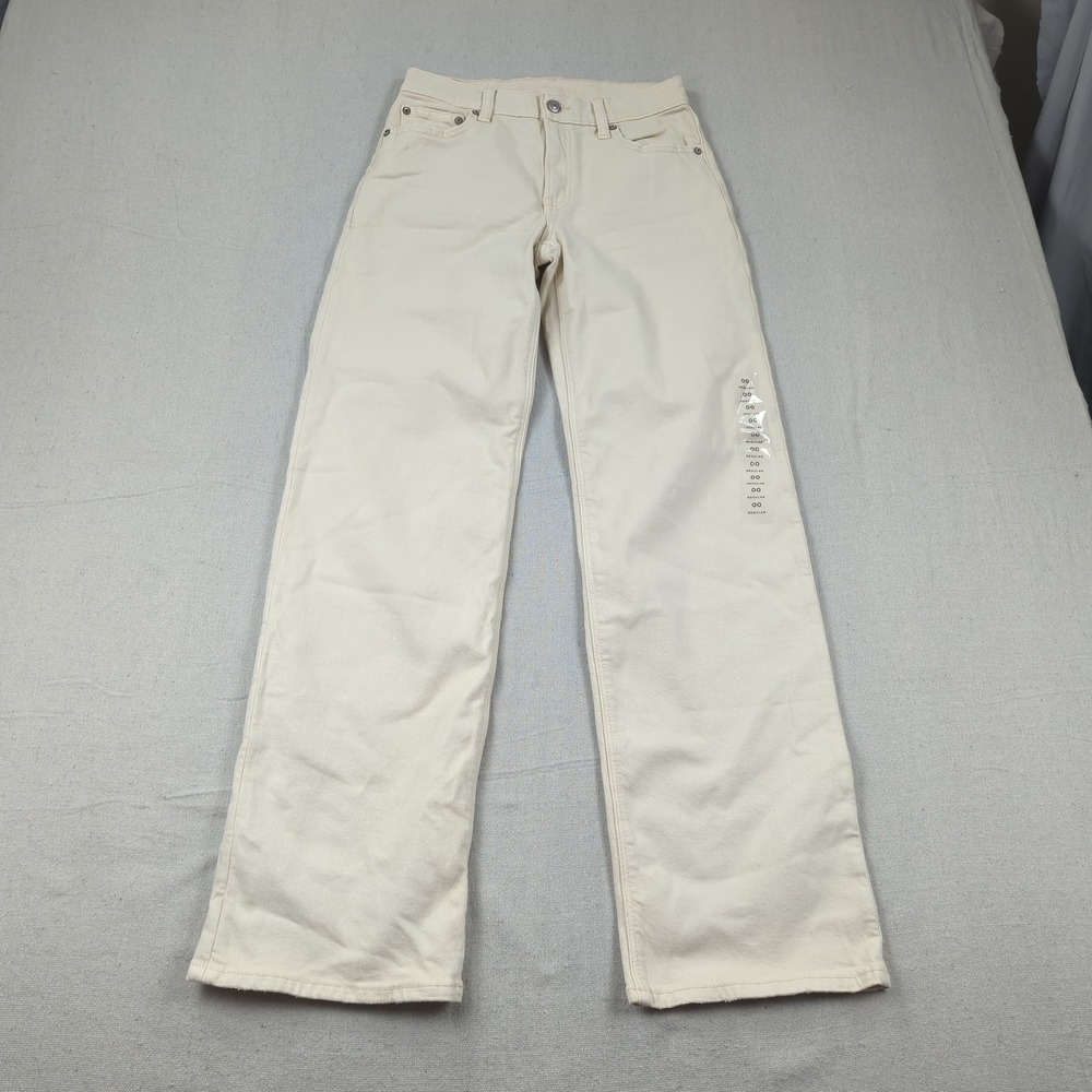 American Eagle Jeans Womens 00 Khaki Stovepipe Wide Leg Casual Boho New